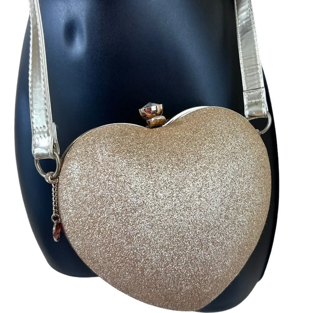 American Girl Gold Glitter Heart Shaped Purse